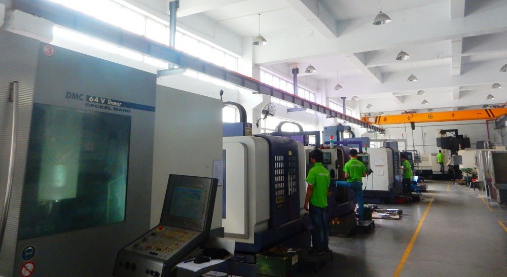 CNC workshop with precision machining equipment